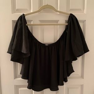 Black off the shoulder flowy blouse